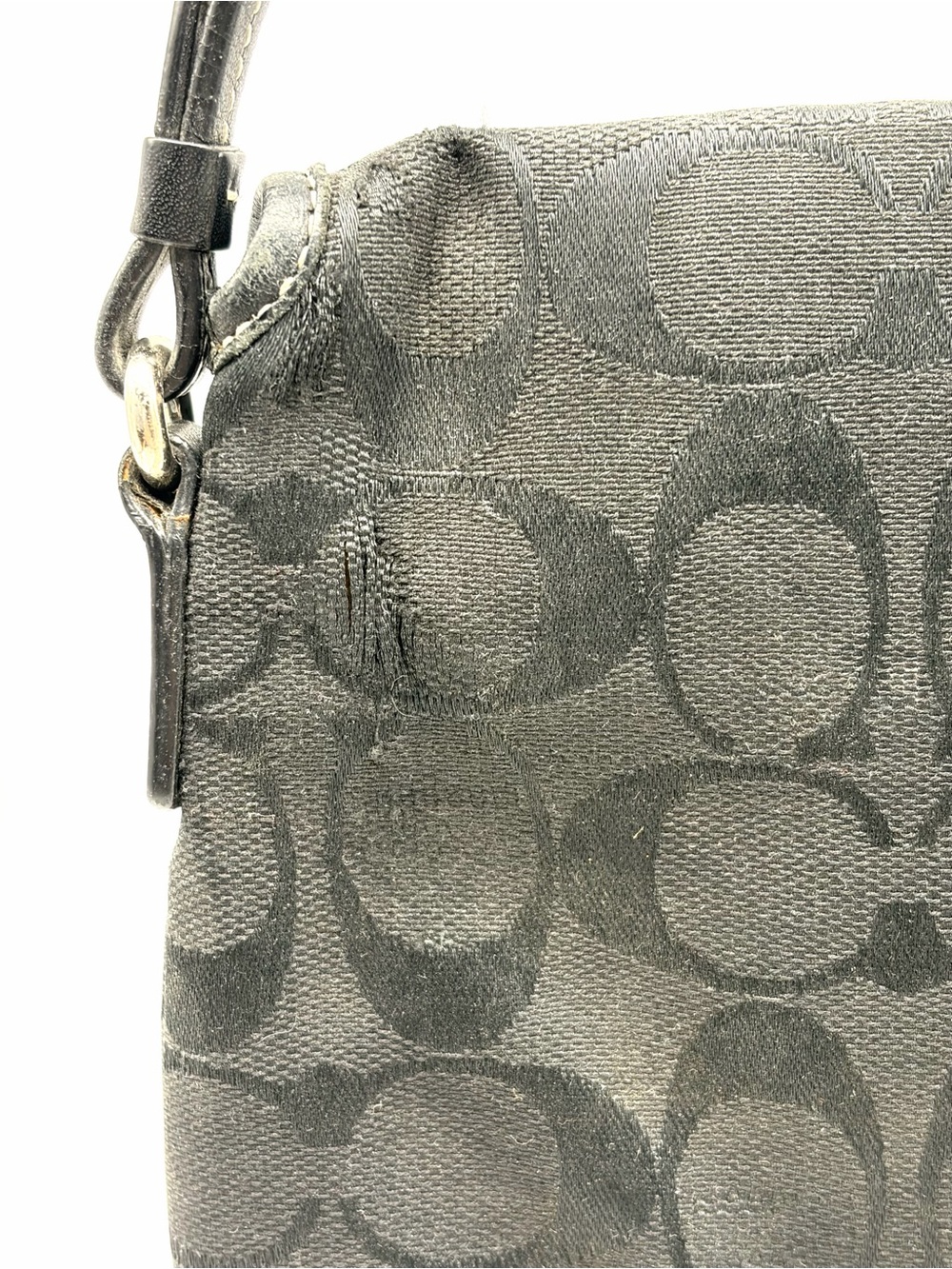 Coach Black Signature Canvas Leather Shoulder Clutch Clip Bag Small Y2K - Picture 4 of 9